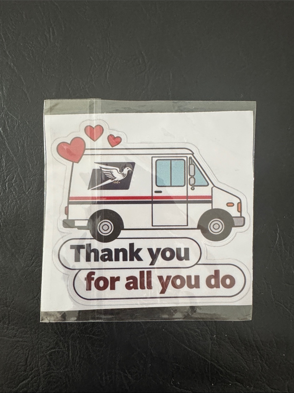 Thank You Postal Van Sticker - White & Red